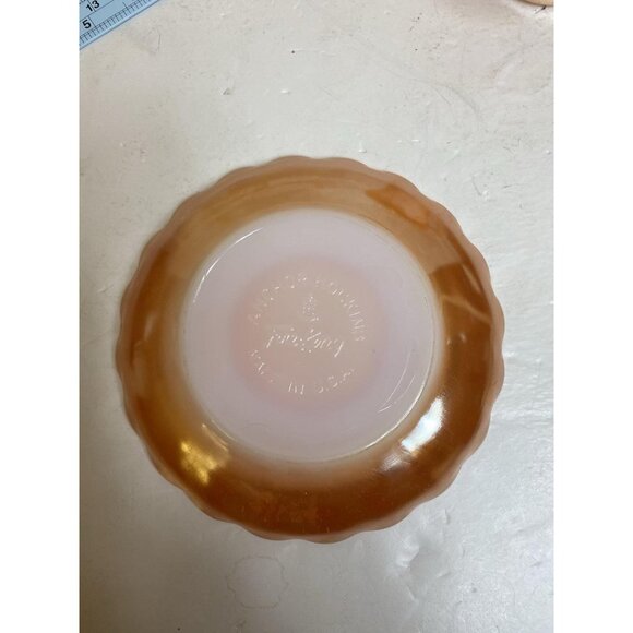 Anchor Hocking Fire King Peach Luster Glass Swirl Demitasse Cup & Saucer Set - Picture 7 of 10